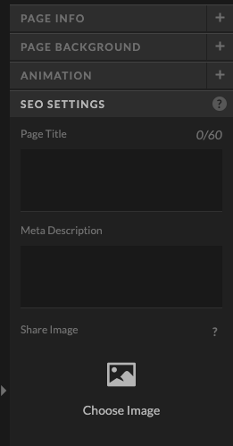 Showit SEO Settings Page Title and Meta Description location, Erica K Design